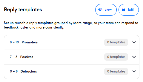 Example of the score range groups for an NPS question